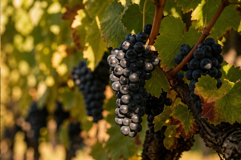 Grappoli di Nebbiolo in vigna